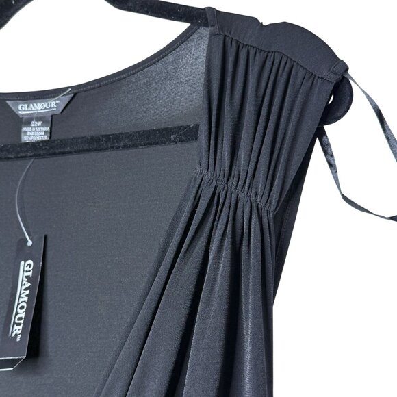 Plus 22W Black Knot Front Maxi Dress • Sleeveless Stretch Long Dress - Picture 4 of 7